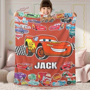 Personalized Disneyland Cars Characters Fleece Blanket, Lightning McQueen Tow Mater Blanket, Disneycars Blanket, Birthday Boy Girl Gift image 3