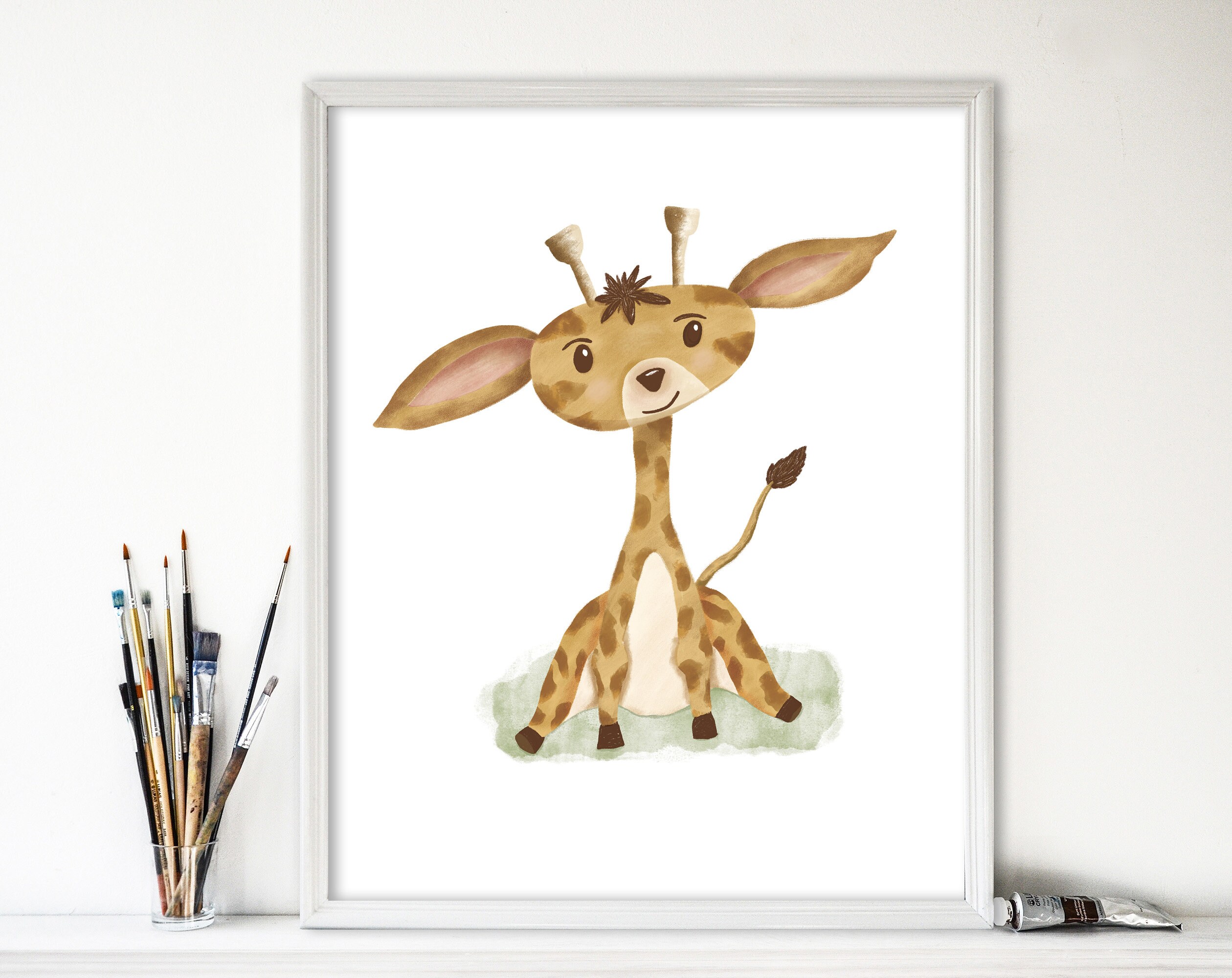 Giraffe Wandbild Giraffe Kinderzimmer Druck Giraffe Modern | Etsy