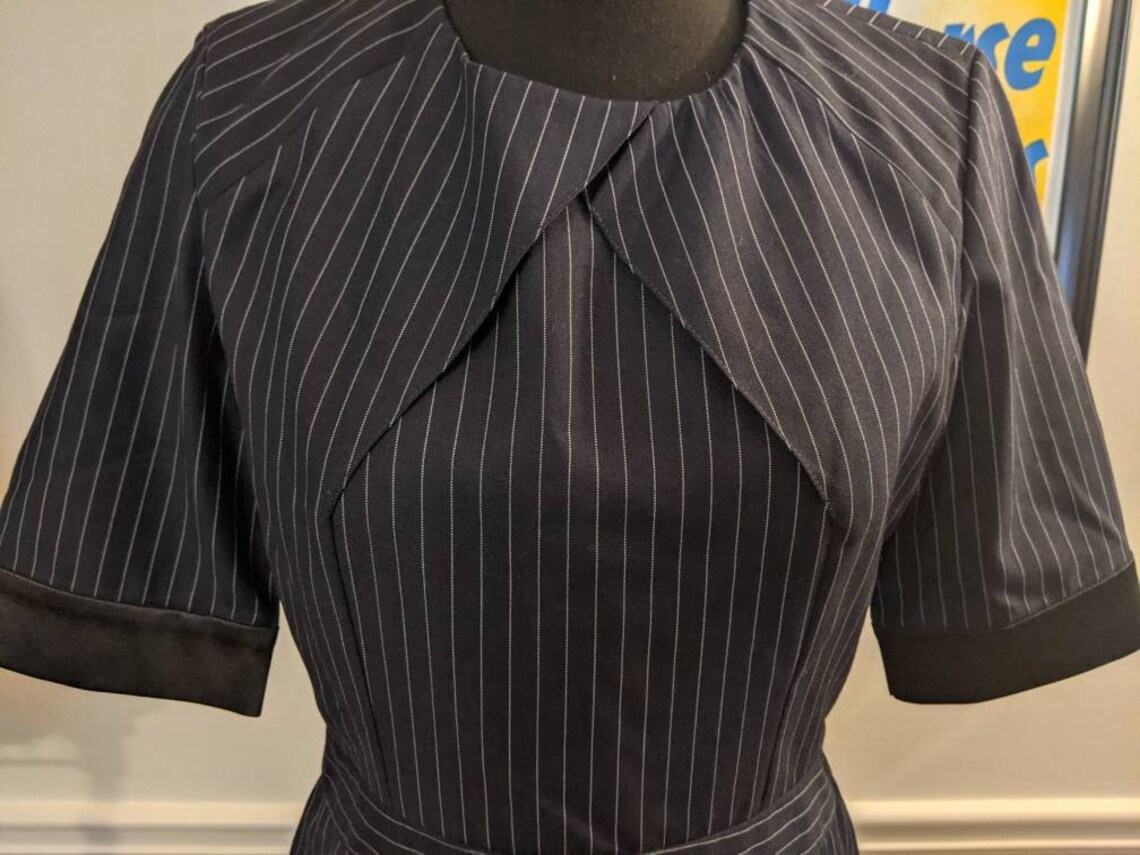 Estee Lauder Rare Navy Uniform Pinstripe Dress Size 4 Etsy
