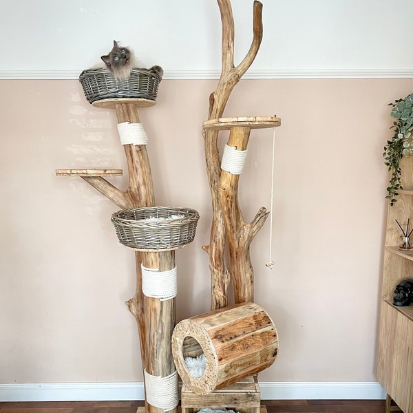 Cat Tree | Cat Tower | Cat Furniture | Rustic Cat Tree | Natural | Wooden | Catio | Indoor