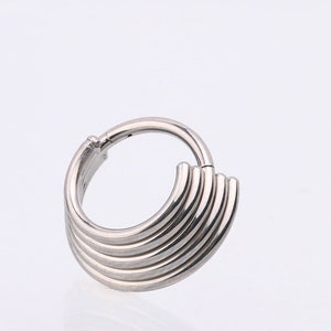 Implant Grade Titanium 5-Tier Stacked Septum Ring - Layered Helix, Hinged Septum Hoop, Segment Conch Ring, Hinged Clicker, nose piercing