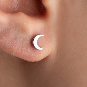 20G/18G/16G Implant Grade Titanium crescent Moon Labret Stud Threadless flatback Tragus Earring Cartilage stud Conch push in Stud flatback