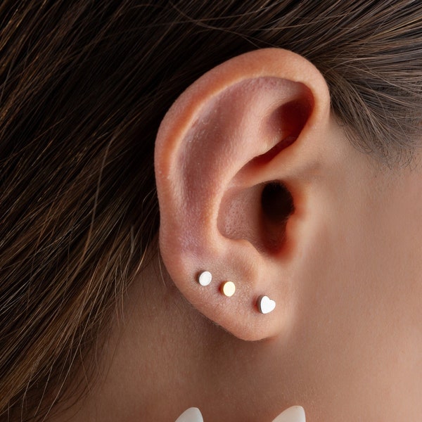 16g/18g/20g Implant Grade Titanium Push In Flat Back disk Labret stud Threadless dot Tragus Stud Cartilage Helix Earring sleeper earrings