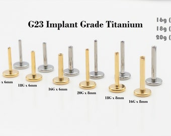 20g 18g 16g Implant Grade Titanium Threadless Push In Labret Bar 4mm Wide Flat Back Replacement 5mm/6mm/7mm/8mm/9mm/10mm