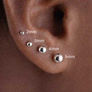 Surgical Steel Screw in Ball Stud Earrings, Tiny Dot, Tragus, Flat Back, internally threaded waterproof labret stud, nap earring,