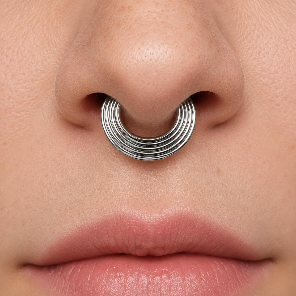 925 Sterling Silver Stacked Septum Ring, 5 Tier Layered Hinged Septum…