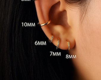 925 Sterling Silver Huggie Hoop Earrings – Simple Tiny Thin Hoops for Cartilage, Helix, and Tragus Piercings, Minimalist Everyday Jewelry