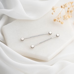 Titanium Industrial Barbell for Rook, Helix, Conch, and Daith Piercings – Minimalist, Dainty Body Jewelry, 14g Internally Threaded Piercing