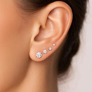 16G Surgical Steel 2mm-6mm Tiny White CZ Screw on Labret Stud, Internally threaded Flat Back Tragus, Nose, Conch, Helix, Cartilage earring