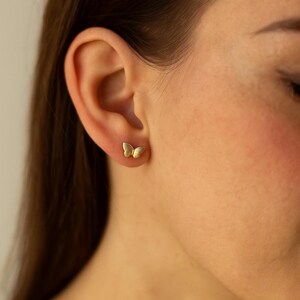 925 Sterling Silver Crystal Butterfly Ball Bead Stud Earrings – Screw Back, Cubic Zirconia, Gossip Girl