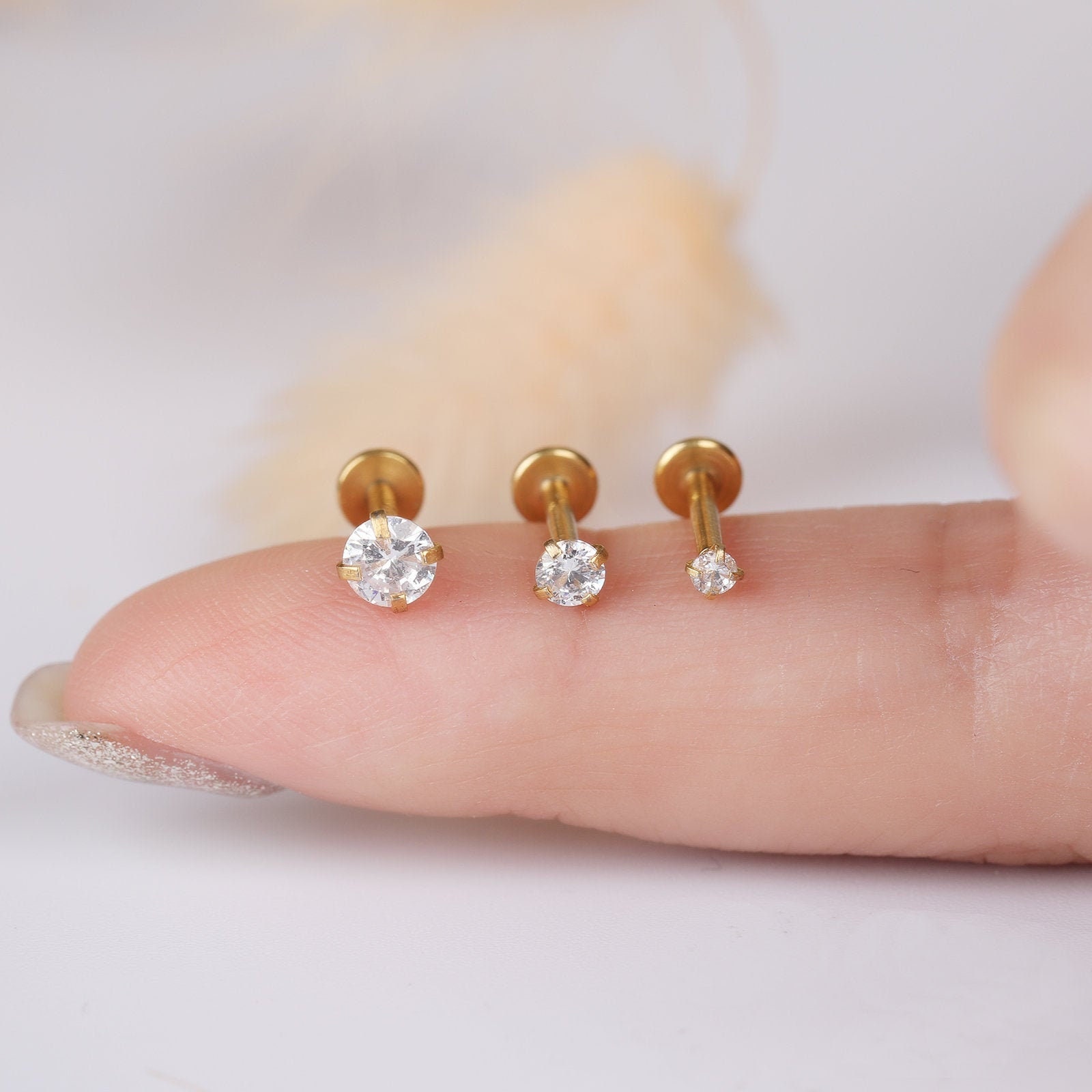 Icing Select Gold-tone Titanium Cubic Zirconia Flower Flat Back Stud  Earrings | Icing US