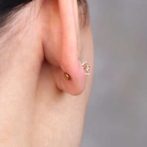 Implant grade Titanium Tiny CZ Labret Stud, Screw in Flat Back 2mm-6mm CZ Earring Set, Gold Tragus, Helix Stud, Cartilage, conch, Nose Stud
