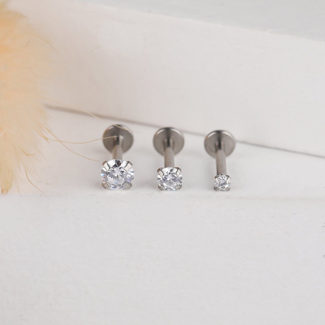 16G Tiny Tragus Earring Flat Back Stud, 316L Cartilage Earring Surgical