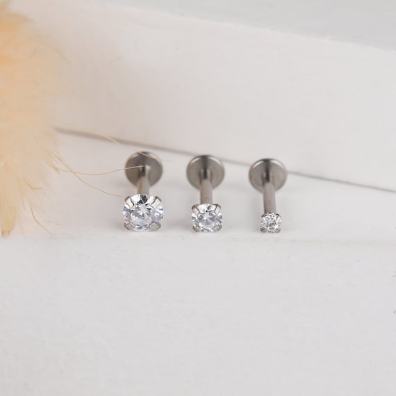 316L Surgical Steel Tiny Dice Labret Flat Back Tragus Helix Barbell Ring 316L Surgical Steel Tiny Dice Labret Flat Back Tragus Helix Barbell Ring