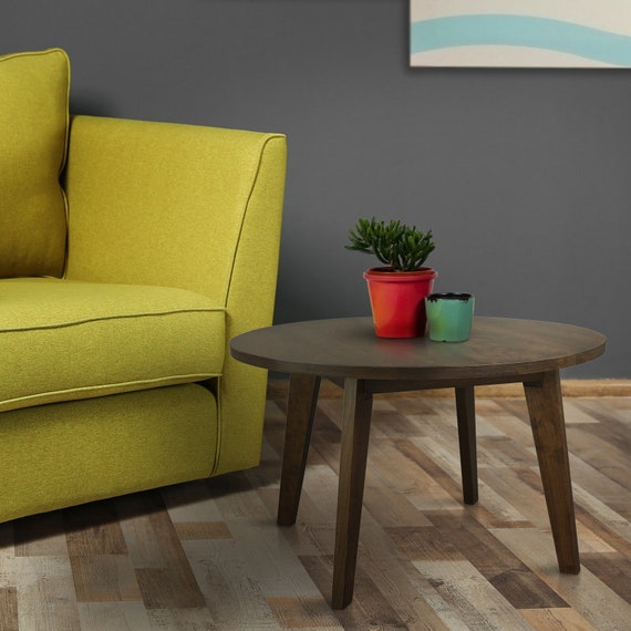 Round Solid Wood Coffee Tables Rustic Round Solid Wooden Etsy