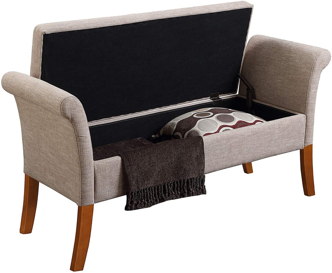 End Of Bed Ottoman With Storage Colour Tan Etsy