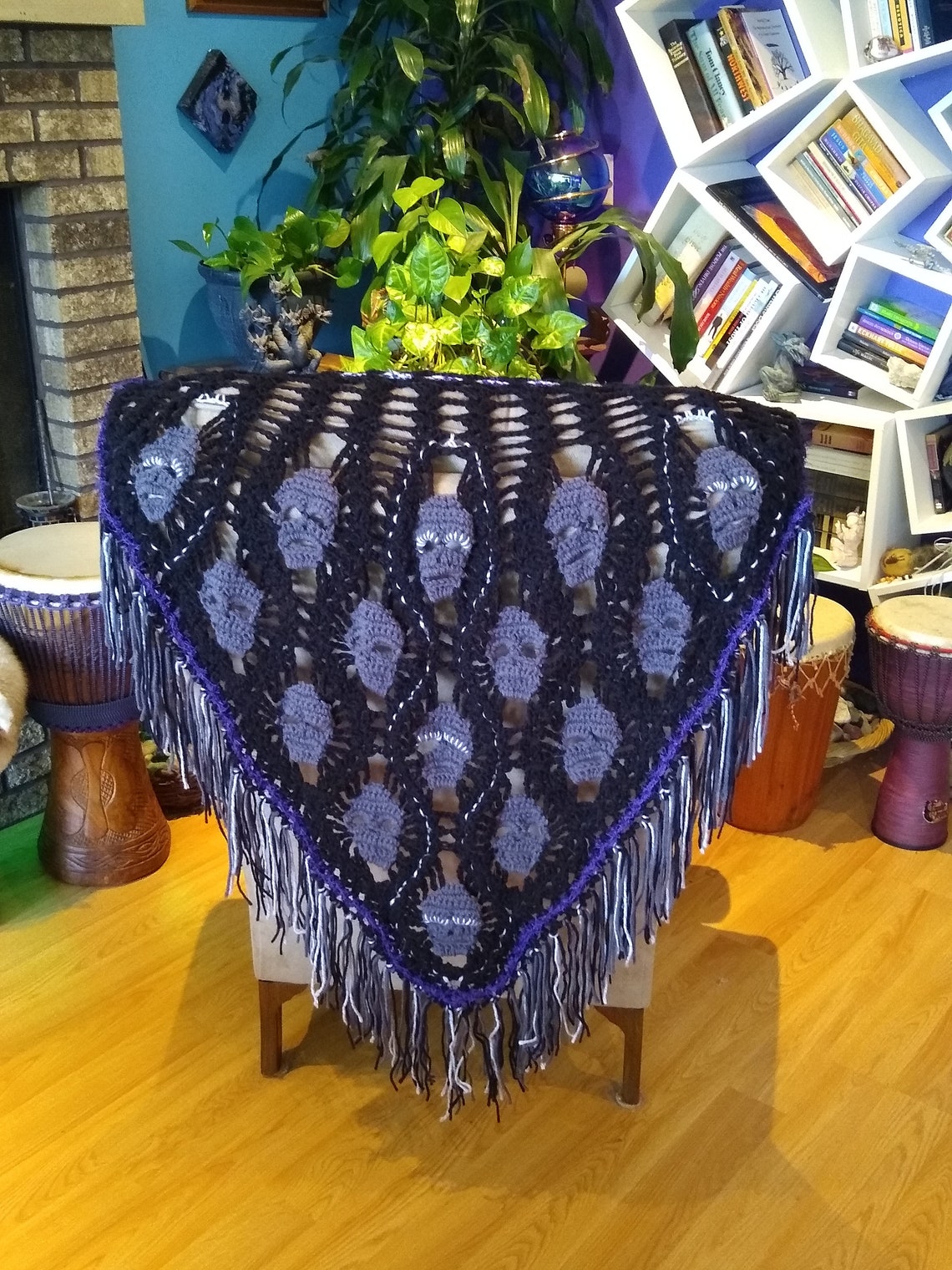 Lost Souls Skull Shawl Black/ Grey Etsy
