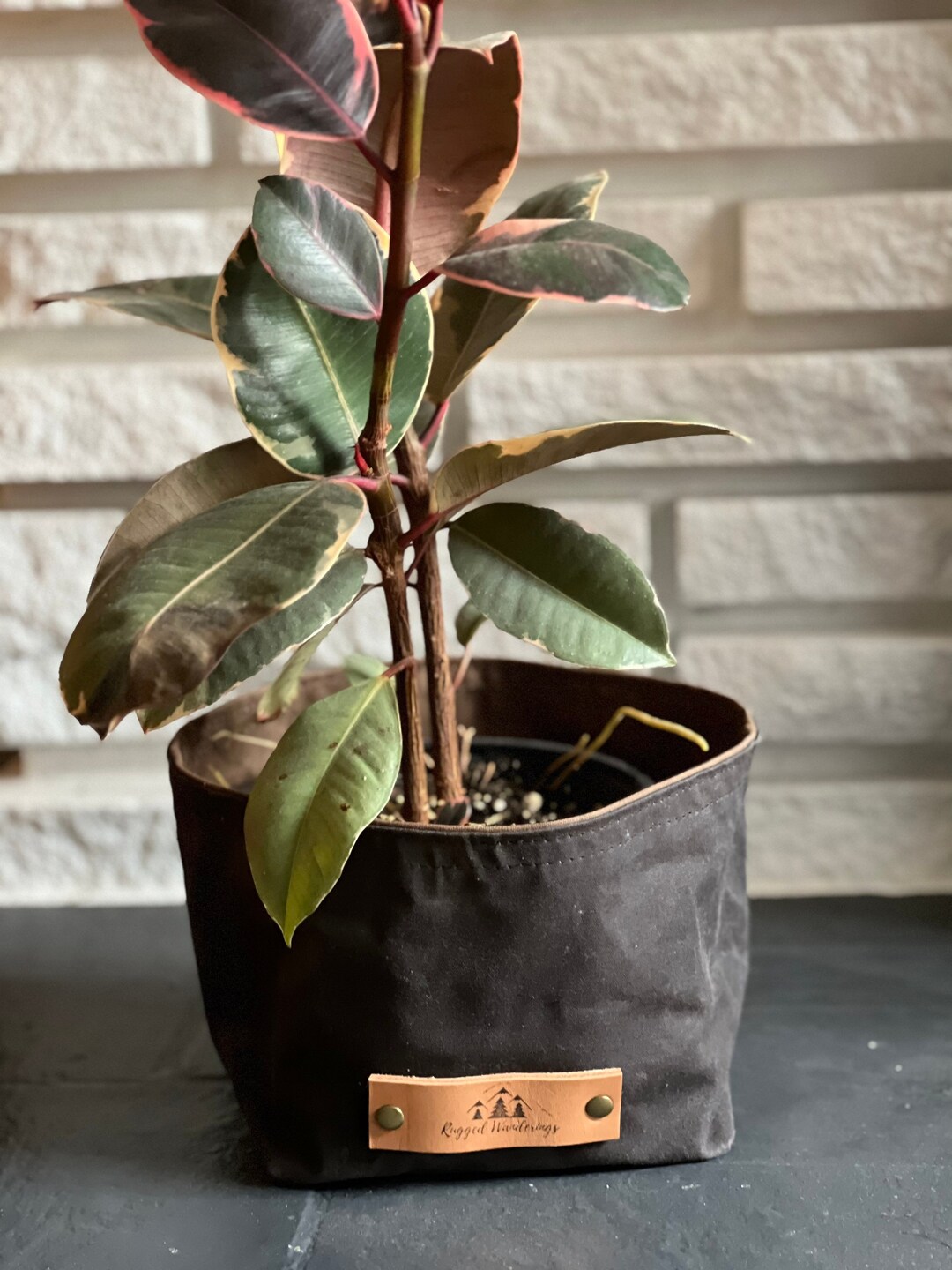 Waxed Canvas Planter Bag, Indoor Planter Basket, Storage Bin, Craft