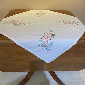 Vintage Embroidered Flour Sack Tablecloth