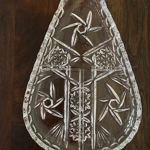 Pressed Cut Glass Pickle Dish