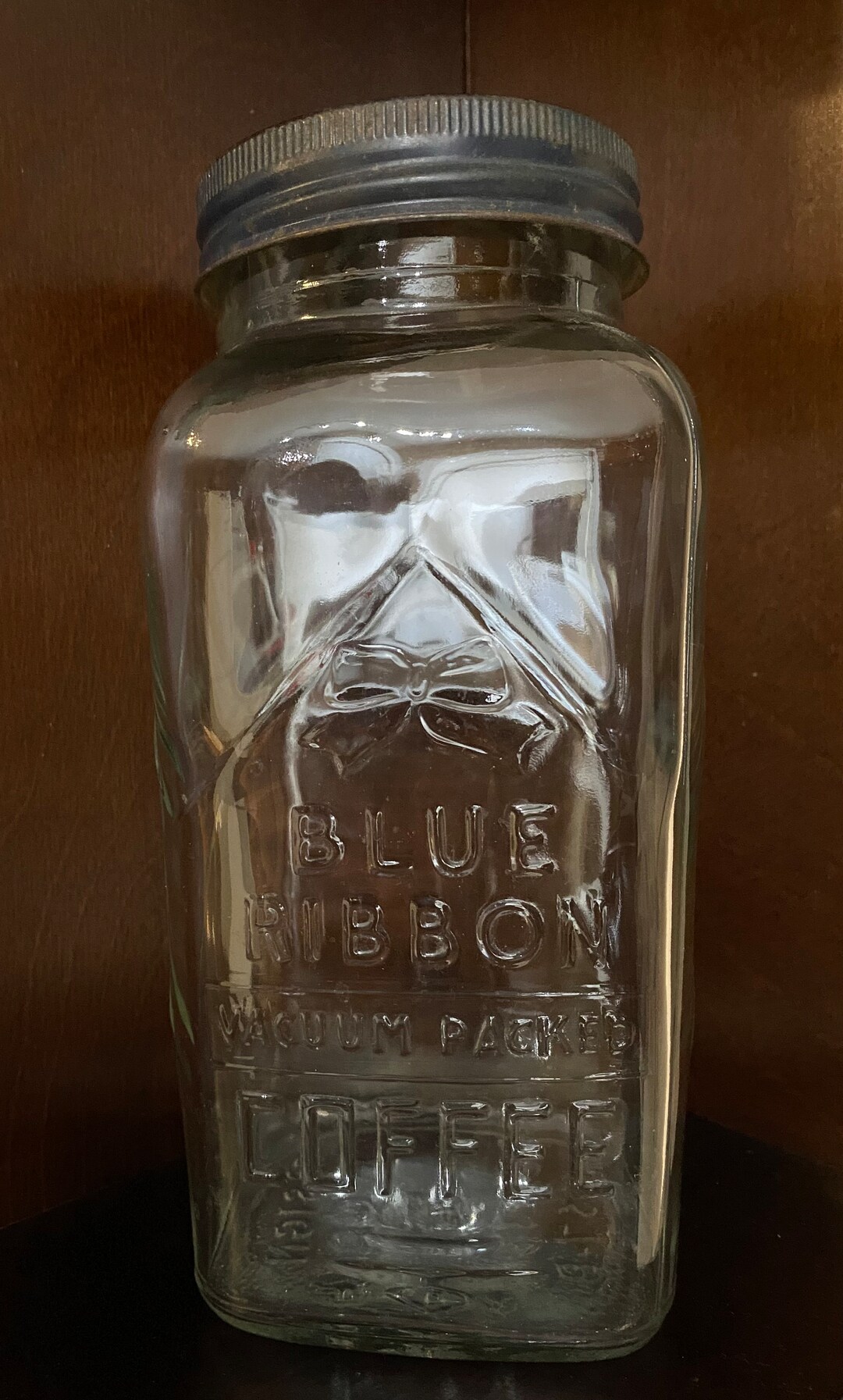 1933 Blue Ribbon Coffee Jar Etsy