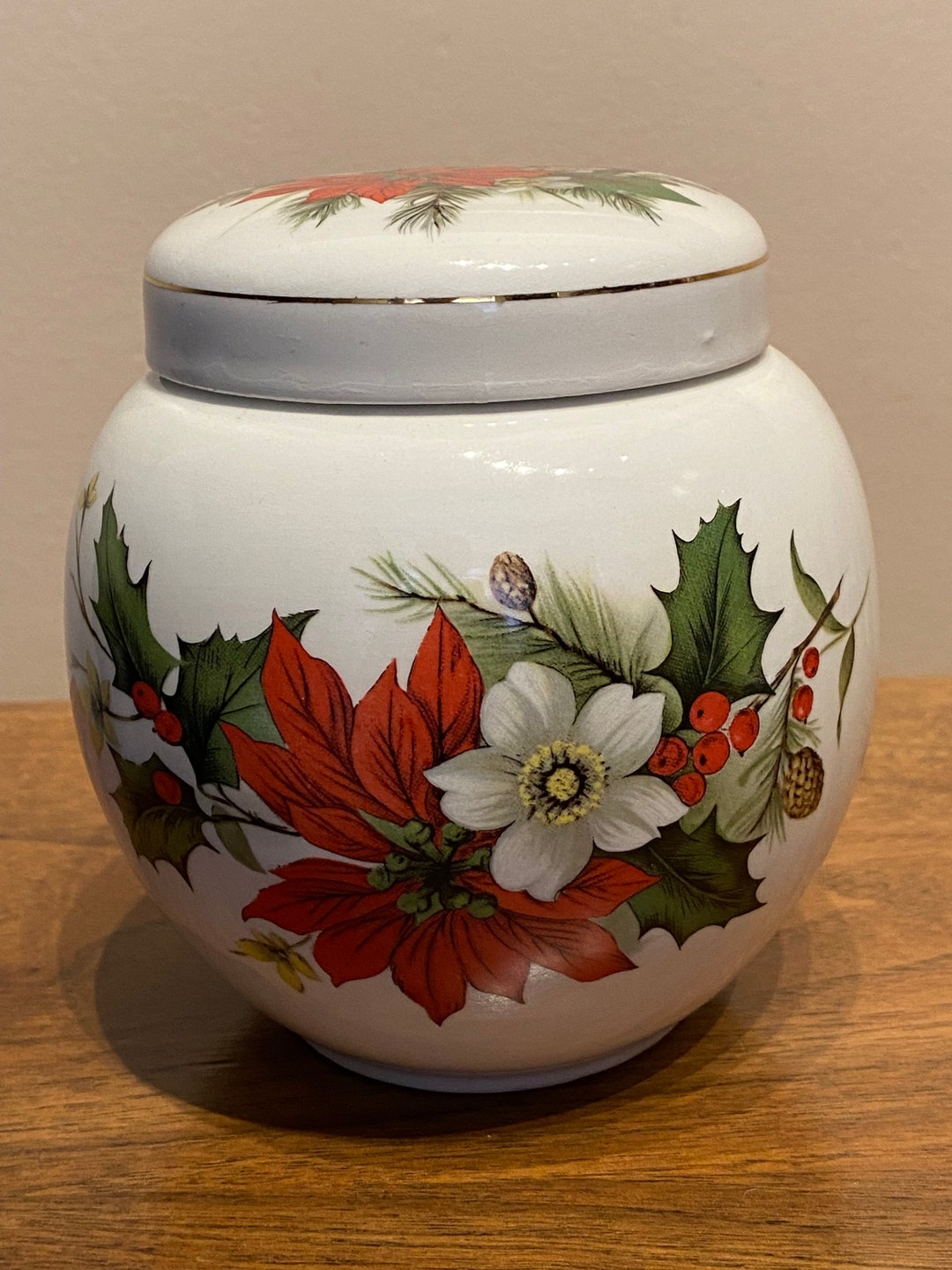 Sadler Poinsettia Tea Caddy Etsy