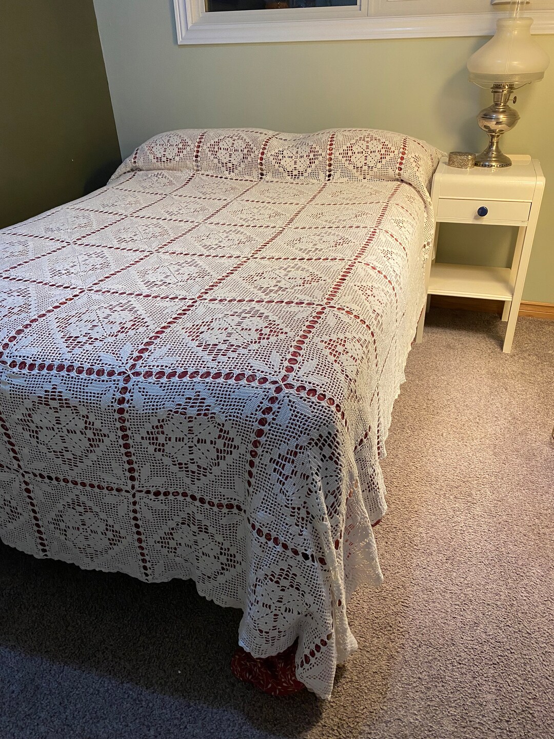 Vintage Crocheted Bedspread - Etsy