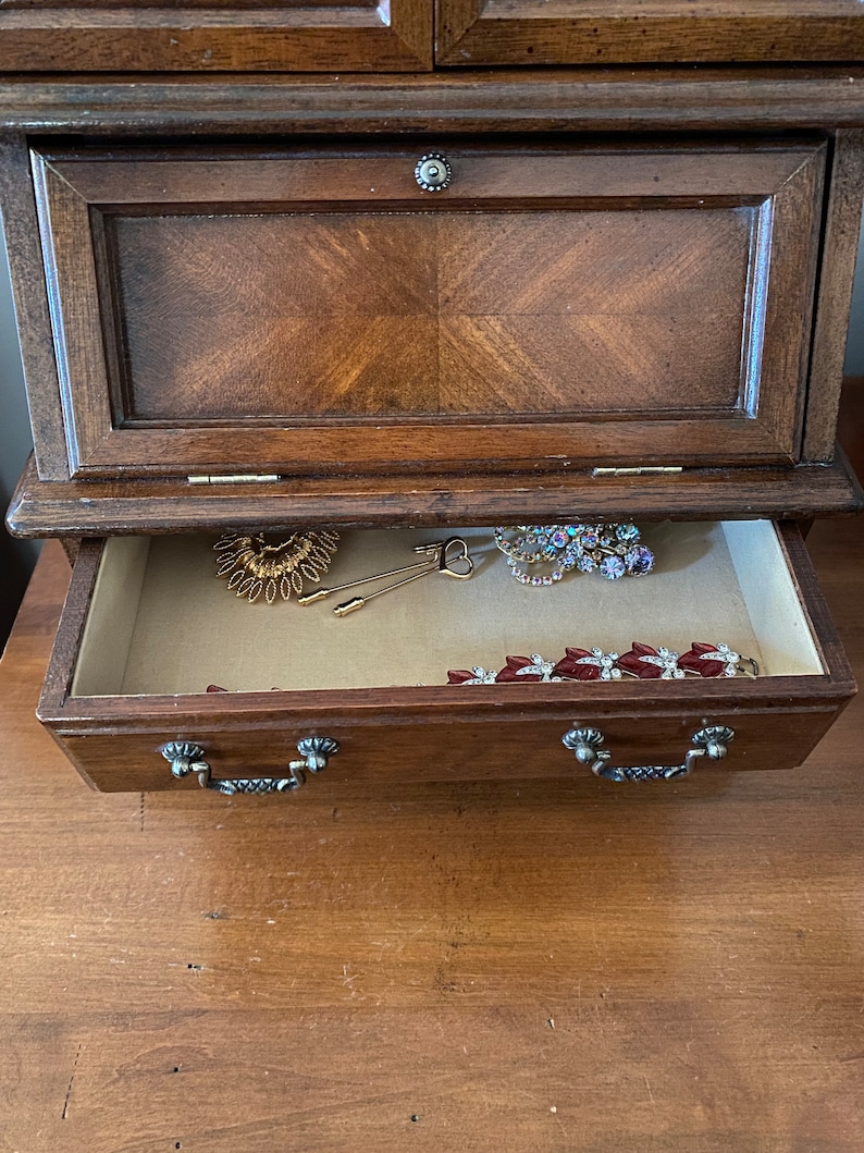 Vintage Wooden Hutch Cabinet Jewelry Box image 4