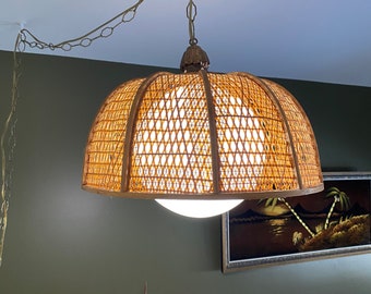 Vintage Swag with Rattan Shade