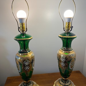 Vintage Bohemian Czech Glass Lamps