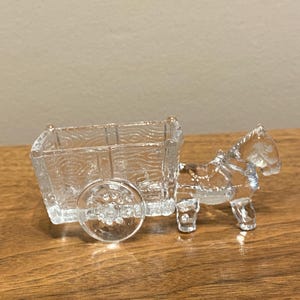 Pressed Glass  Donkey with Cart Candy/ Toothpick Holder