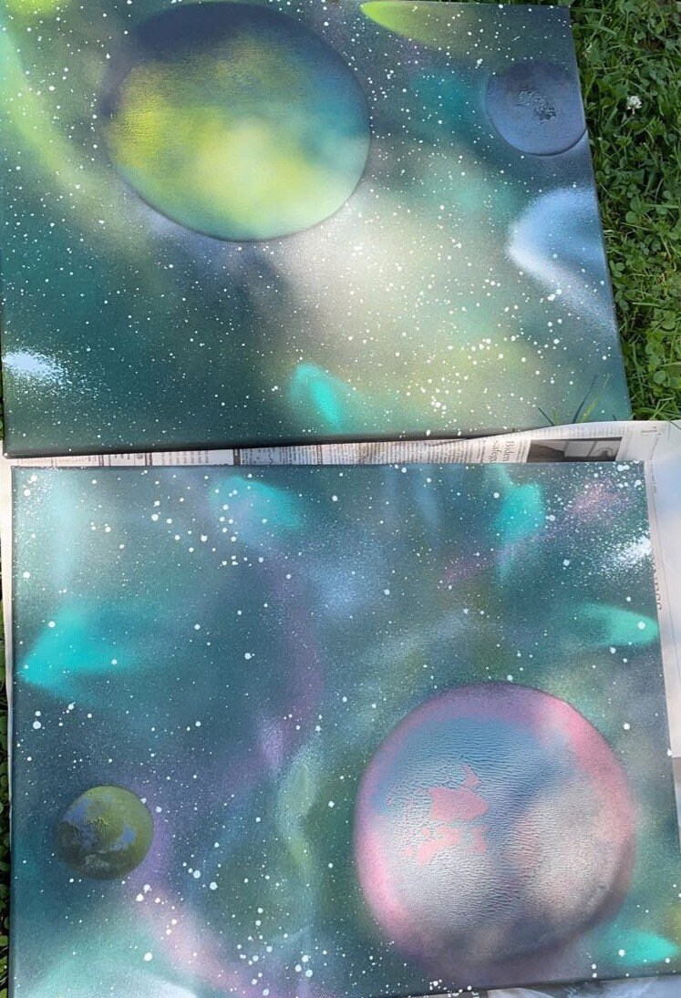 Custom Spray Paint Galaxy Paintings on Canvas Etsy