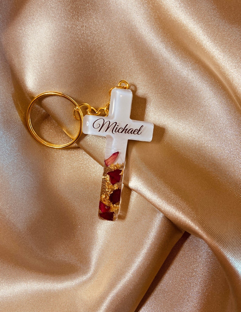 Cross Keychain With Personal Name Cross Keychain With Etsy