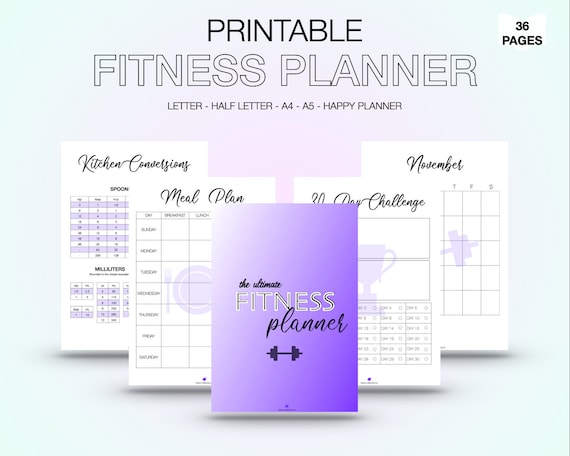 Fitness Planner Printable Printable Health and Fitness | Etsy