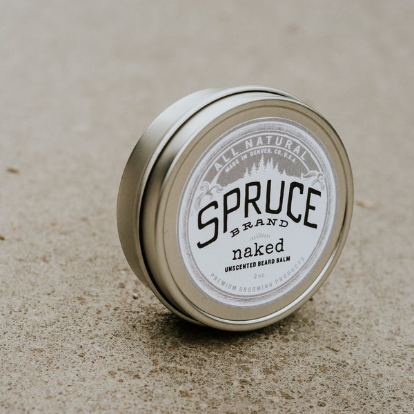 Naked Unscented Beard Balm 2 oz. Premium All Natural Made In Denver, CO USA Spruce Grooming Products
