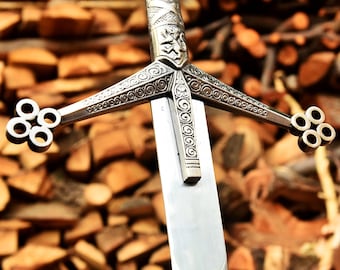 Handmade Carbon Steel Viking Sword: Medieval Groomsmen Gift