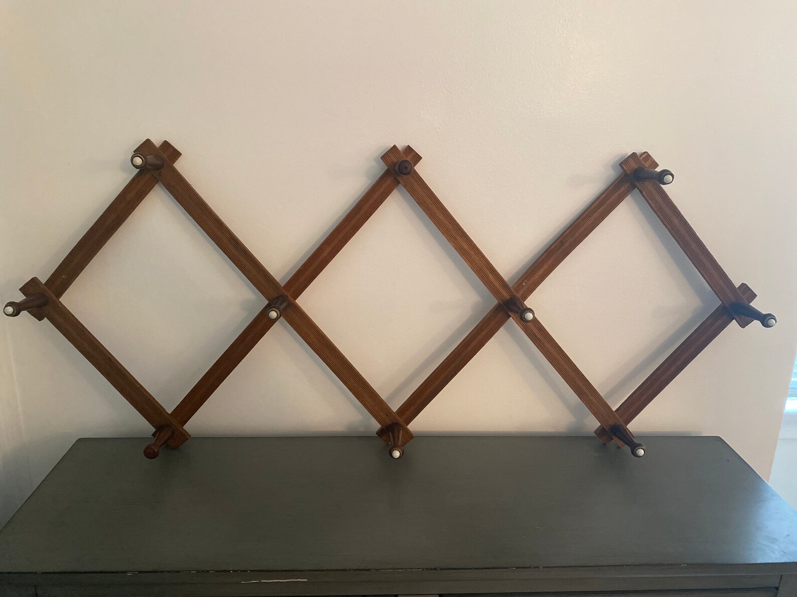Vintage wooden accordion wall rack hanger large Etsy