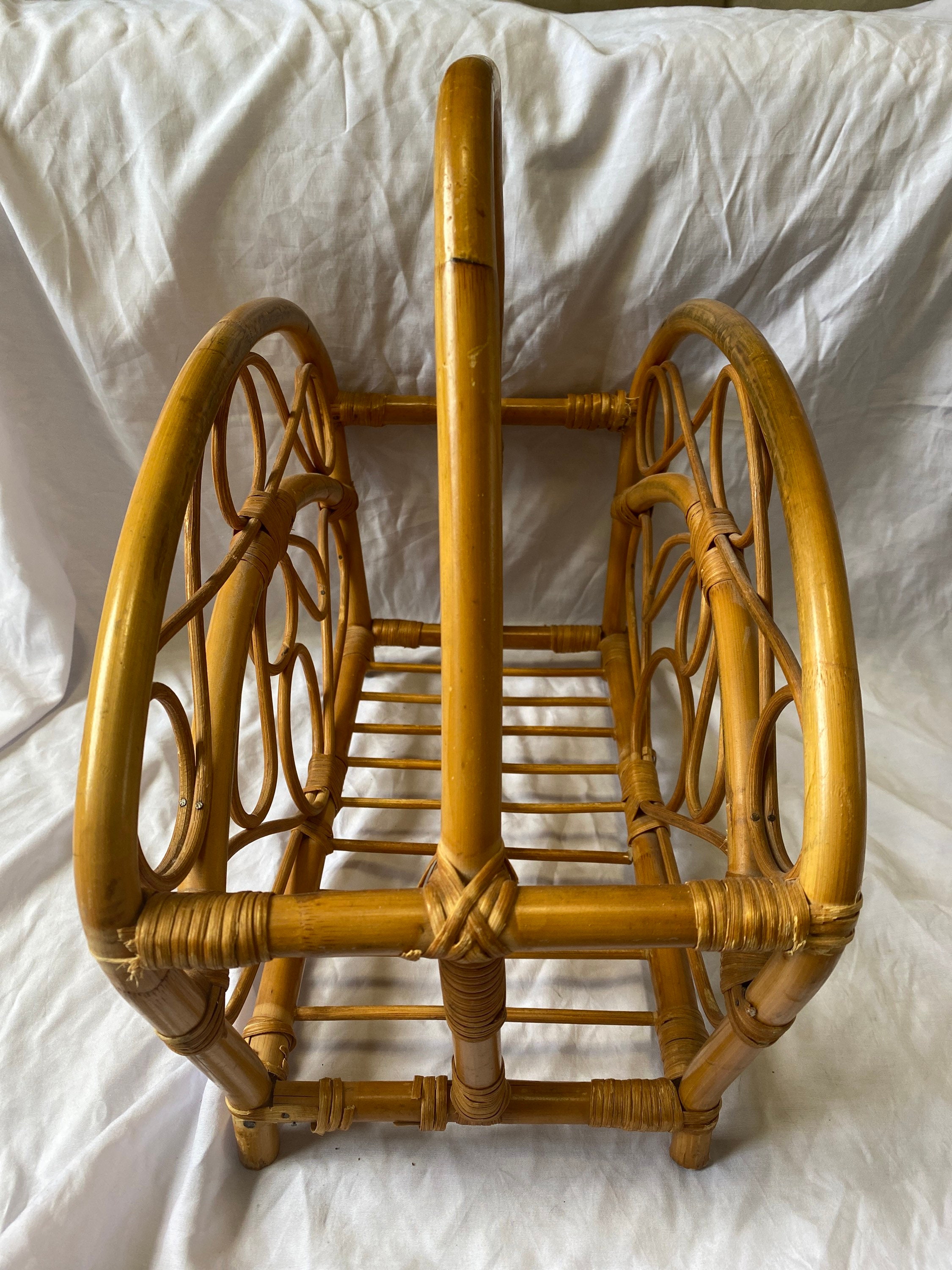Mcm bamboo magazine rack newspaper rack retro bamboo/ rattan Etsy