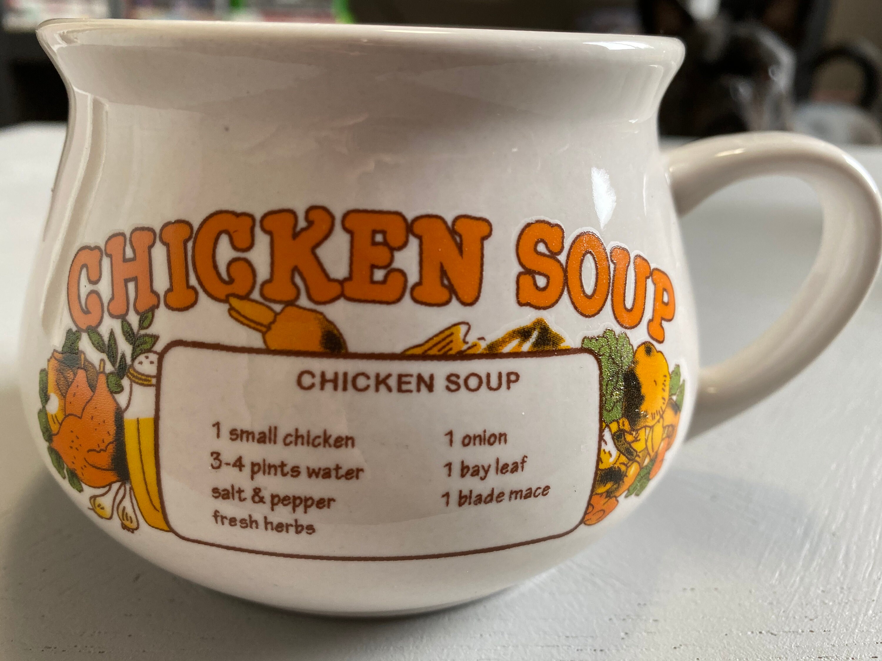 Vintage ceramic chicken soup collectable mug Etsy