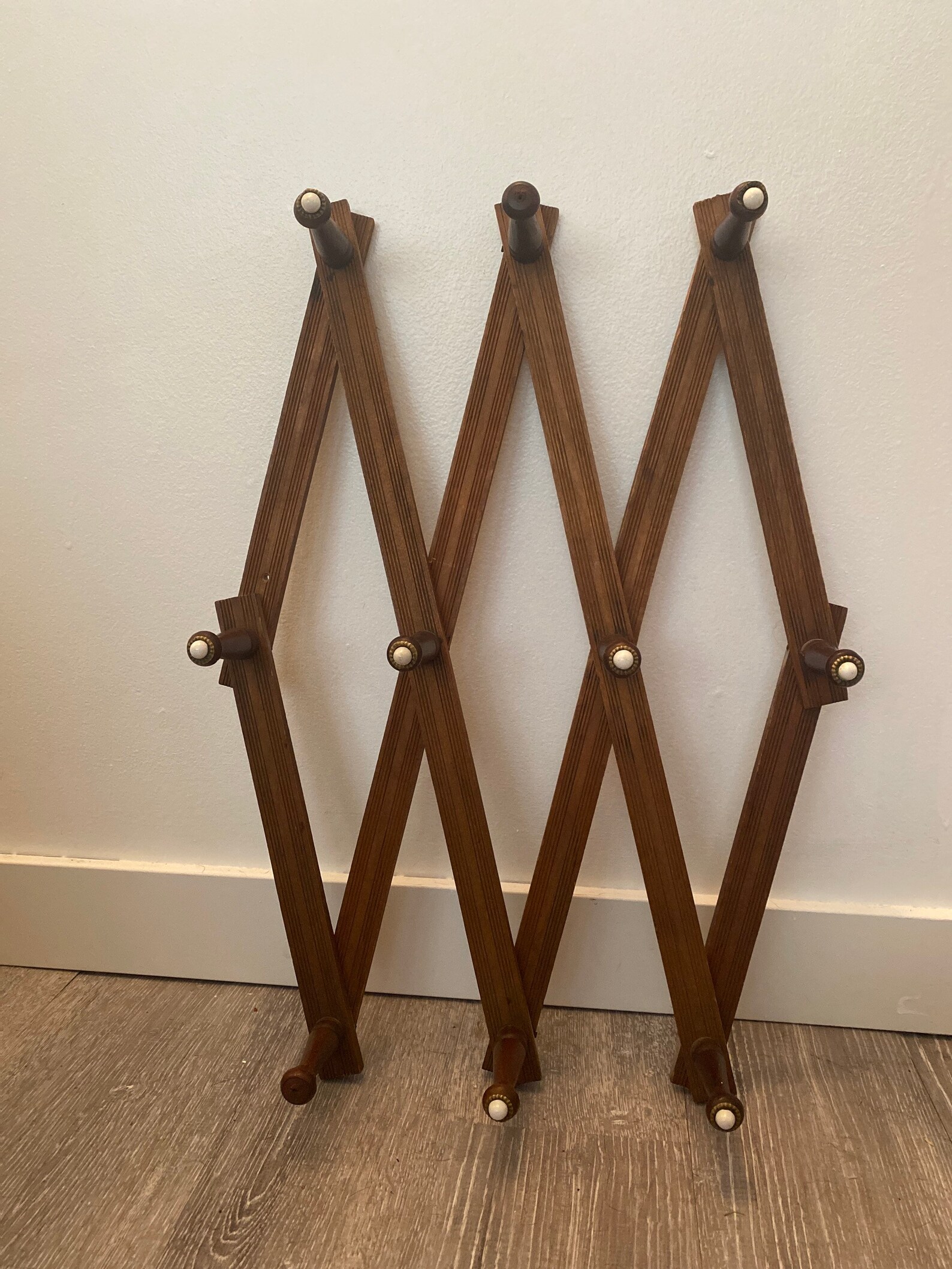 Vintage wooden accordion wall rack hanger large Etsy