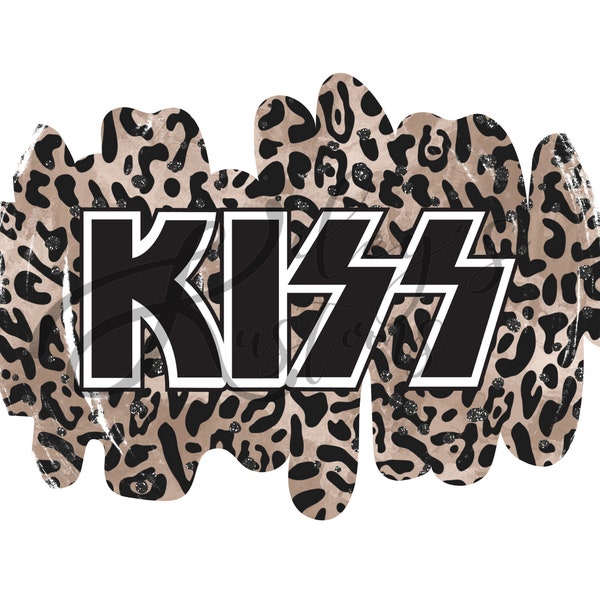 Leopard Kiss Logo, PNG and JPG Digital File, Sublimation Design, 80's Rock Band T-shirt Design