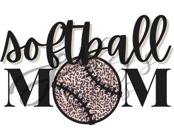 Softball Mom Digital Download, Leopard Print Softball, Cheetah Print, Softball Mama, PNG & JPG Files, Instant Digital Download, Sublimation