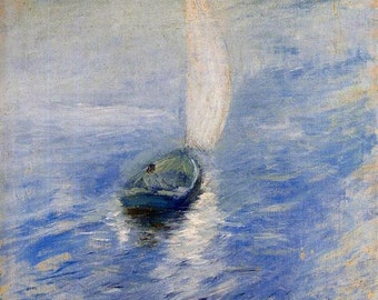 Boating Print, Seascape Painting, "Sailing in the Mist" by John Twachtman ca1895, Marine Art, Nautical, Impressionism, Fine Art Giclee Print