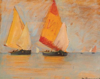 Sailboat Print, Seascape Painting, "Yawls in the Lagoon"  by Stefan Popescu, Sailing, Boating, Nautical,            Fine Art Giclee Print