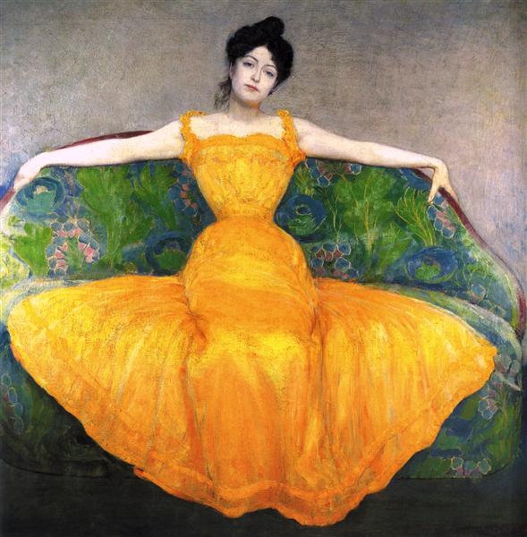 絵画 Painting of a lady Lady in a Yellow Dress