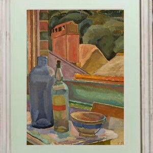 Vanessa Bell Window Still-Life ca 1915, Still Life Painting, Table and Wine Bottle, Wall Art, Window View Art Print, Fine Art Giclee Print image 5