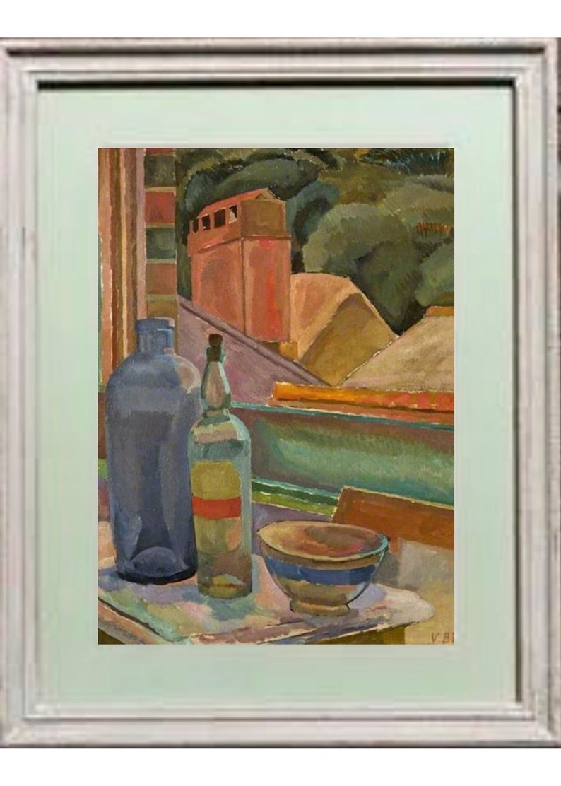 Vanessa Bell Window Still-Life ca 1915, Still Life Painting, Table and Wine Bottle, Wall Art, Window View Art Print, Fine Art Giclee Print image 5