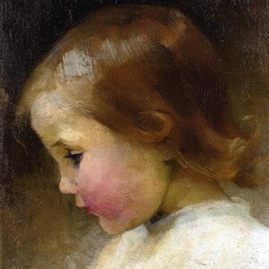 Helene Schjerfbeck &quot;Portrait of a Girl&quot; ca. 1887, Child Portraiture, Children, Young Girls Face, Babies, Pink Cheeks, Fine Art Giclee Print