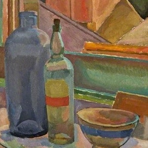 Vanessa Bell Window Still-Life ca 1915, Still Life Painting, Table and Wine Bottle, Wall Art, Window View Art Print, Fine Art Giclee Print image 6