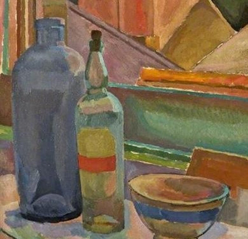 Vanessa Bell Window Still-Life ca 1915, Still Life Painting, Table and Wine Bottle, Wall Art, Window View Art Print, Fine Art Giclee Print image 6